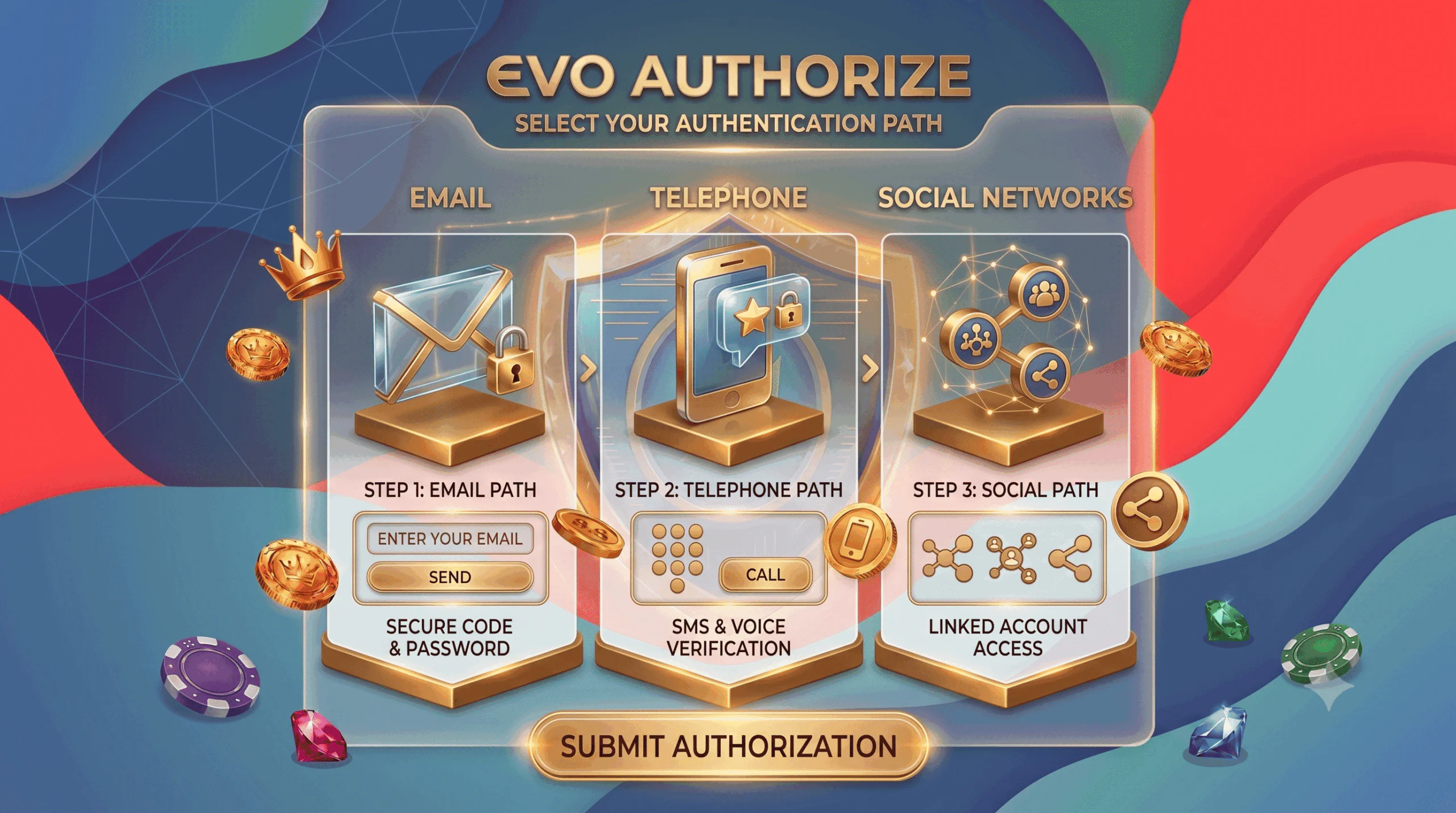 Available profile creation tools and sign up options at Evospin
